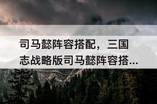 司马懿阵容搭配，三国志战略版司马懿阵容搭配以及战法推荐