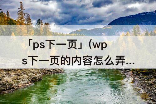 「ps下一页」(wps下一页的内容怎么弄到上一页)