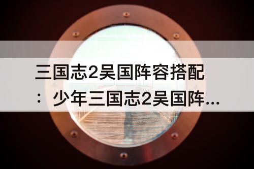 三国志2吴国阵容搭配：少年三国志2吴国阵容搭配