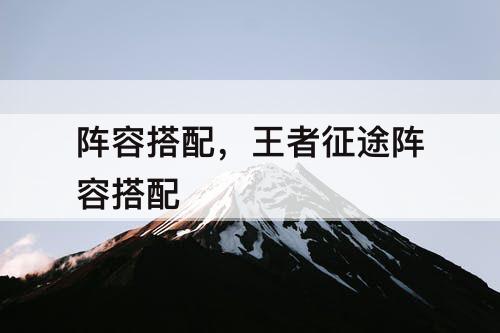 阵容搭配，王者征途阵容搭配