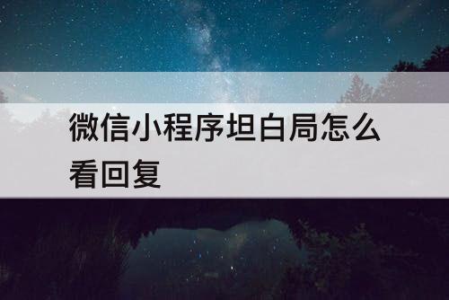 微信小程序坦白局怎么看回复