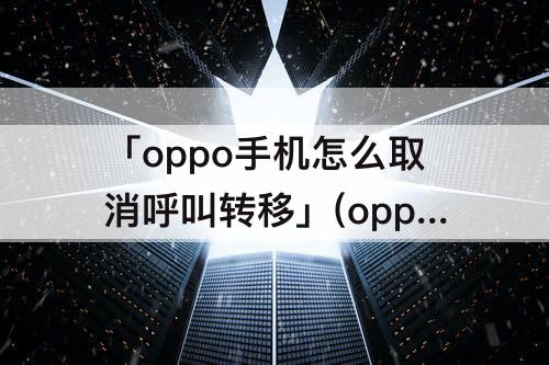 「oppo手机怎么取消呼叫转移」(oppo手机怎么取消呼叫转移设置)