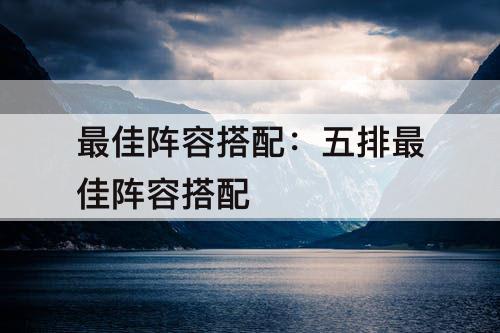最佳阵容搭配：五排最佳阵容搭配