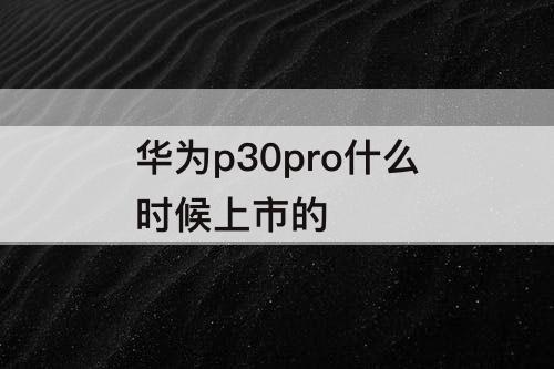华为p30pro什么时候上市的