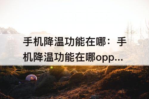 手机降温功能在哪：手机降温功能在哪opporeno6