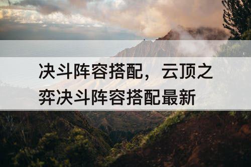 决斗阵容搭配，云顶之弈决斗阵容搭配最新