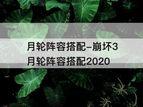 月轮阵容搭配-崩坏3月轮阵容搭配2020
