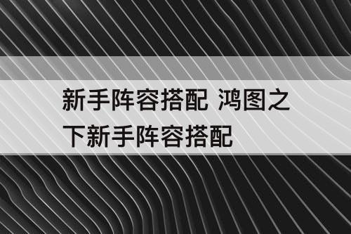 新手阵容搭配 鸿图之下新手阵容搭配