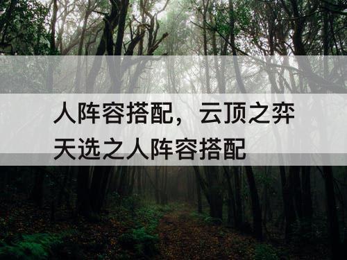 人阵容搭配，云顶之弈天选之人阵容搭配
