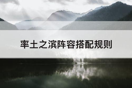 率土之滨阵容搭配规则