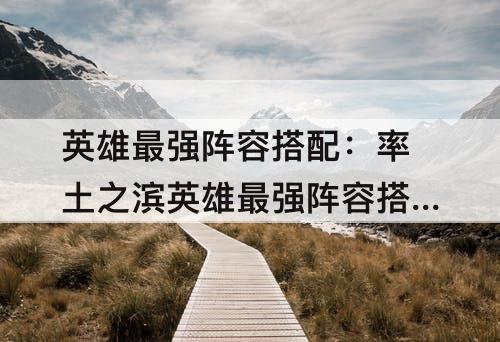 英雄最强阵容搭配：率土之滨英雄最强阵容搭配