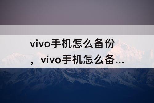 vivo手机怎么备份，vivo手机怎么备份应用安装包