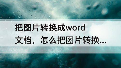 把图片转换成word文档，怎么把图片转换成word文档格式没有会员