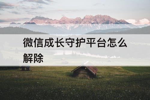 微信成长守护平台怎么解除