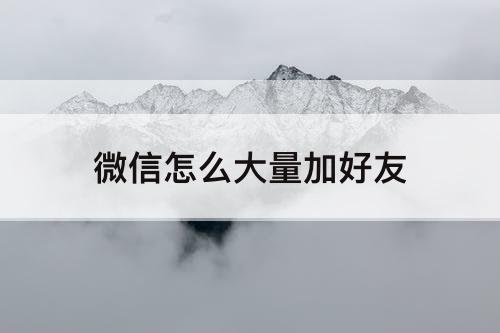 微信怎么大量加好友