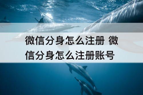 微信分身怎么注册 微信分身怎么注册账号