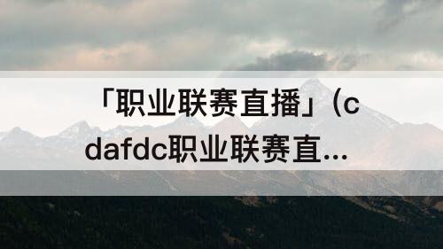 「职业联赛直播」(cdafdc职业联赛直播)