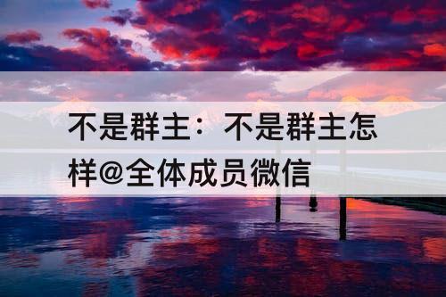 不是群主：不是群主怎样@全体成员微信