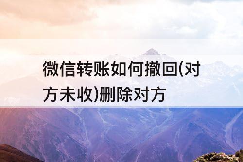 微信转账如何撤回(对方未收)删除对方