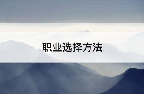 职业选择方法