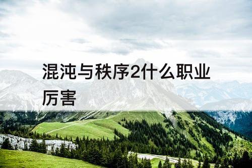 混沌与秩序2什么职业厉害