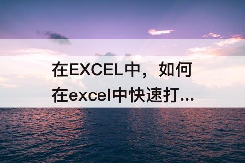 在EXCEL中，如何在excel中快速打开网址