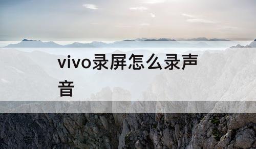 vivo录屏怎么录声音