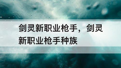 剑灵新职业枪手，剑灵新职业枪手种族