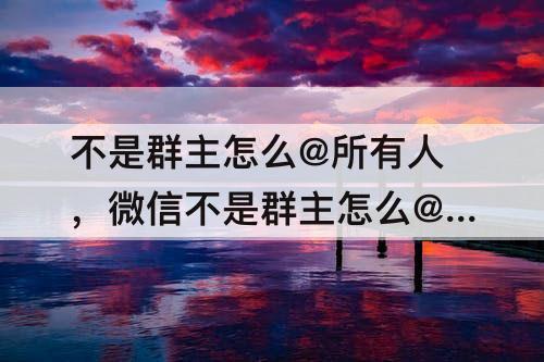 不是群主怎么@所有人，微信不是群主怎么@所有人怎么操作