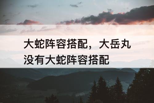 大蛇阵容搭配，大岳丸没有大蛇阵容搭配