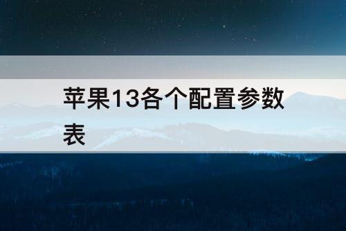 苹果13各个配置参数表